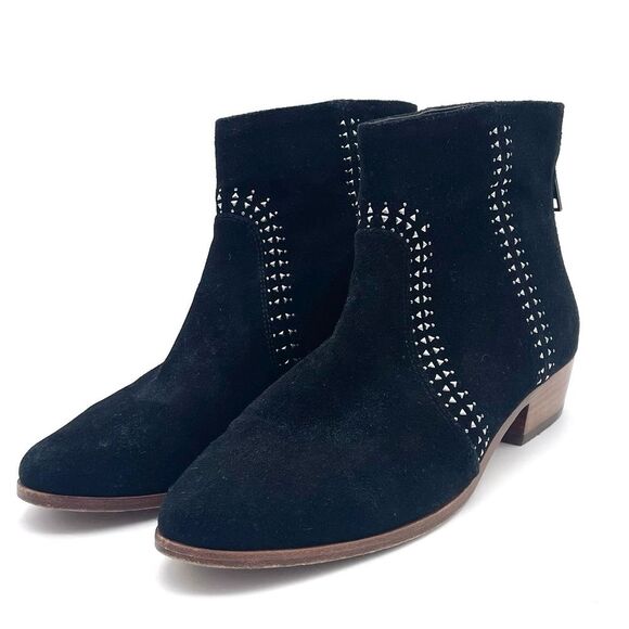 Joie Lucy Black Suede Silver Studded Ankle Booties Women’s Size EU 38.5 | US 8.5 - Picture 5 of 16